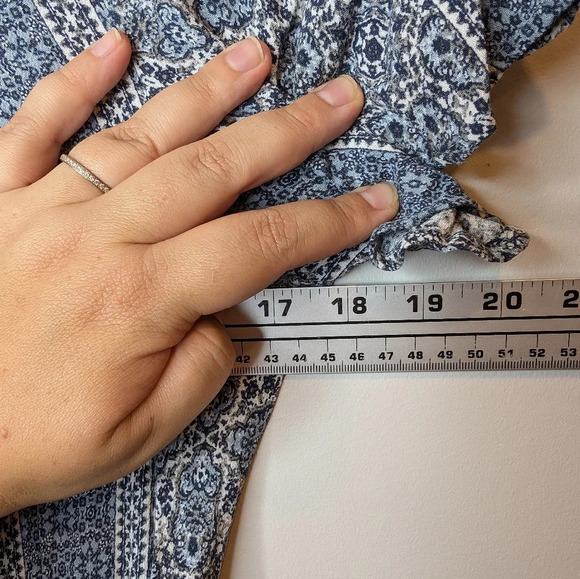 Knox Rose Blue & White  Wrap Tie Waist Style Flowy Dress Flutter Sleeve Women S - Picture 11 of 11